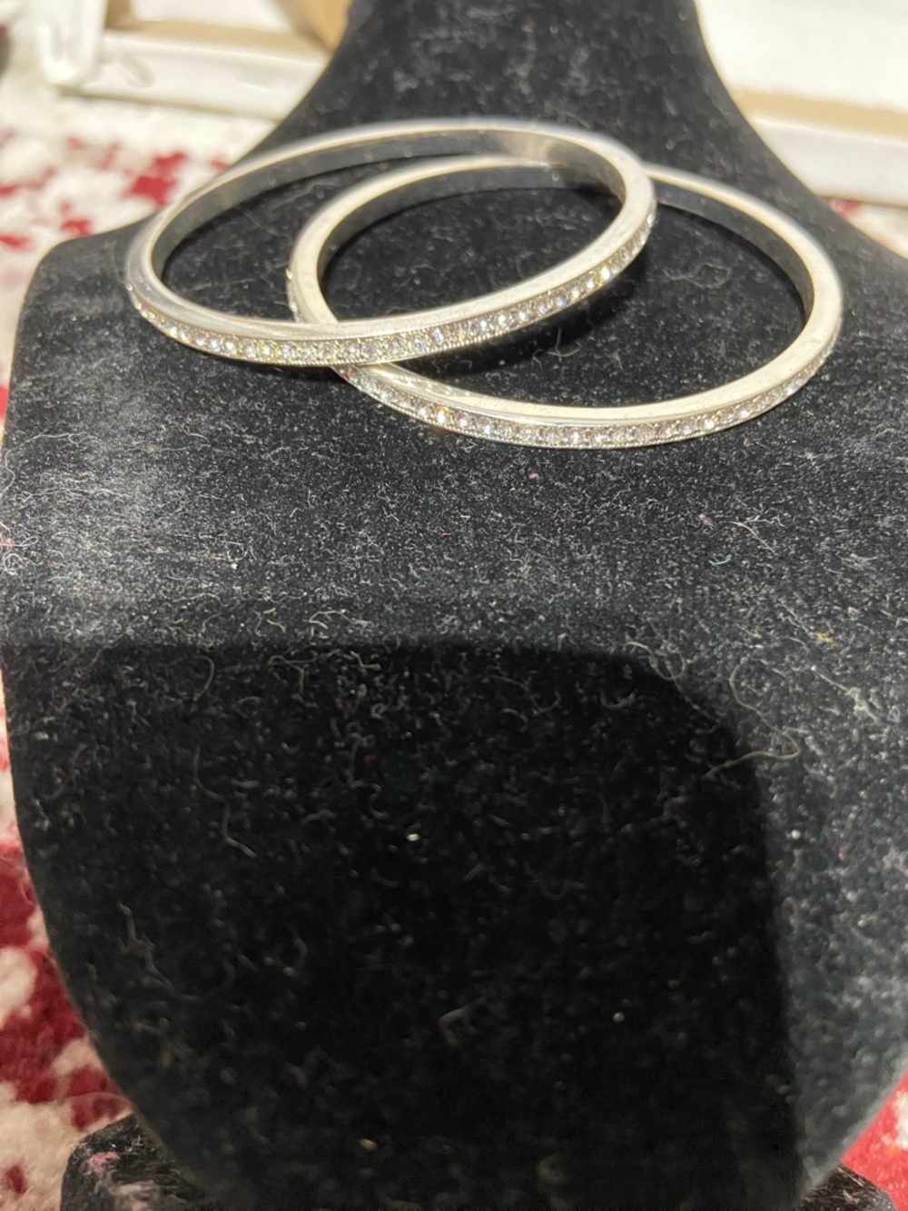 Set of 2 Silver Tone Pave Rhinestone Bangles